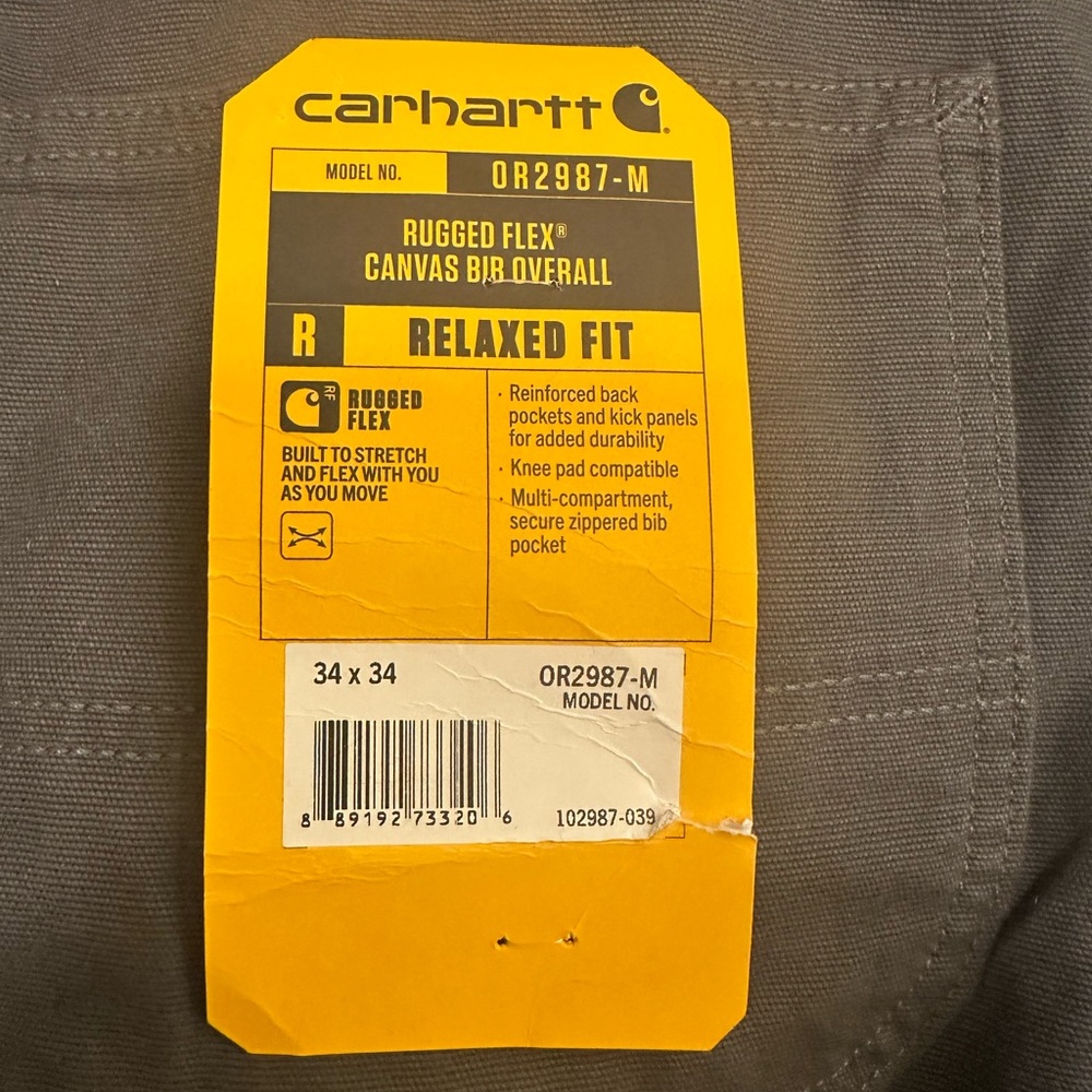 Men’s Carhartt Rugged Flex Canvas Bib Overalls in Granite - Picture 2 of 8